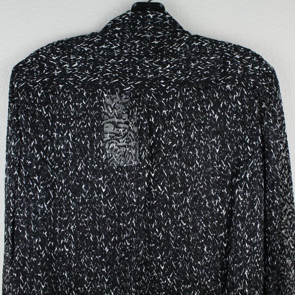 NWT Theory Chevron Burnout Button Silk Viscose Sheer Blouse Top - Picture 15 of 16